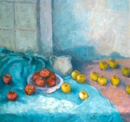 Red and yellow apples-oil-36x36.jpeg
