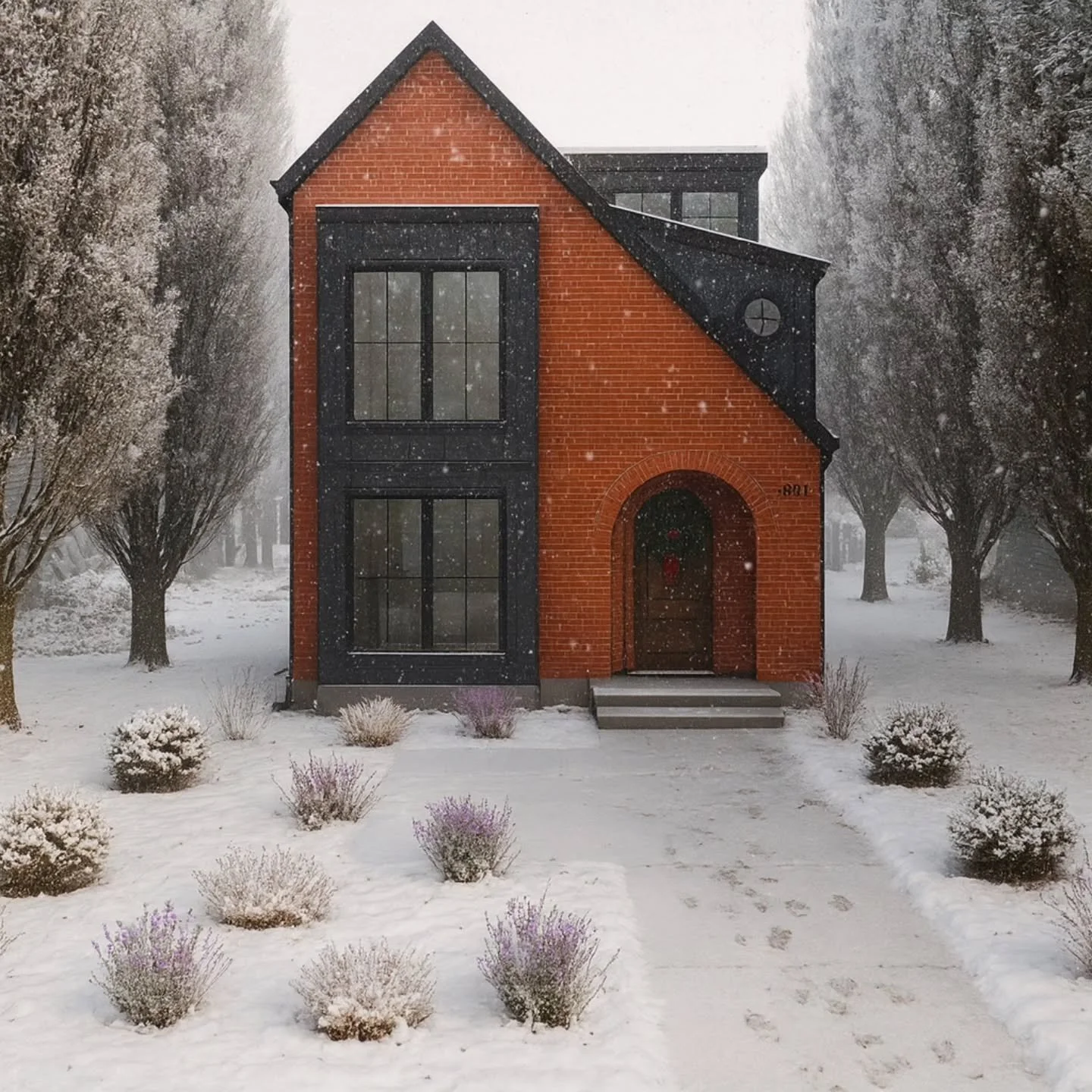 Valleyview 1 with a skiff of snow. This is truly a one-of-a-kind house and an extraordinary addition to the streets of Parkview Edmonton. It's an example of tremendous team efforts and a big collaborative vision. Framing is just about wrapped up and 