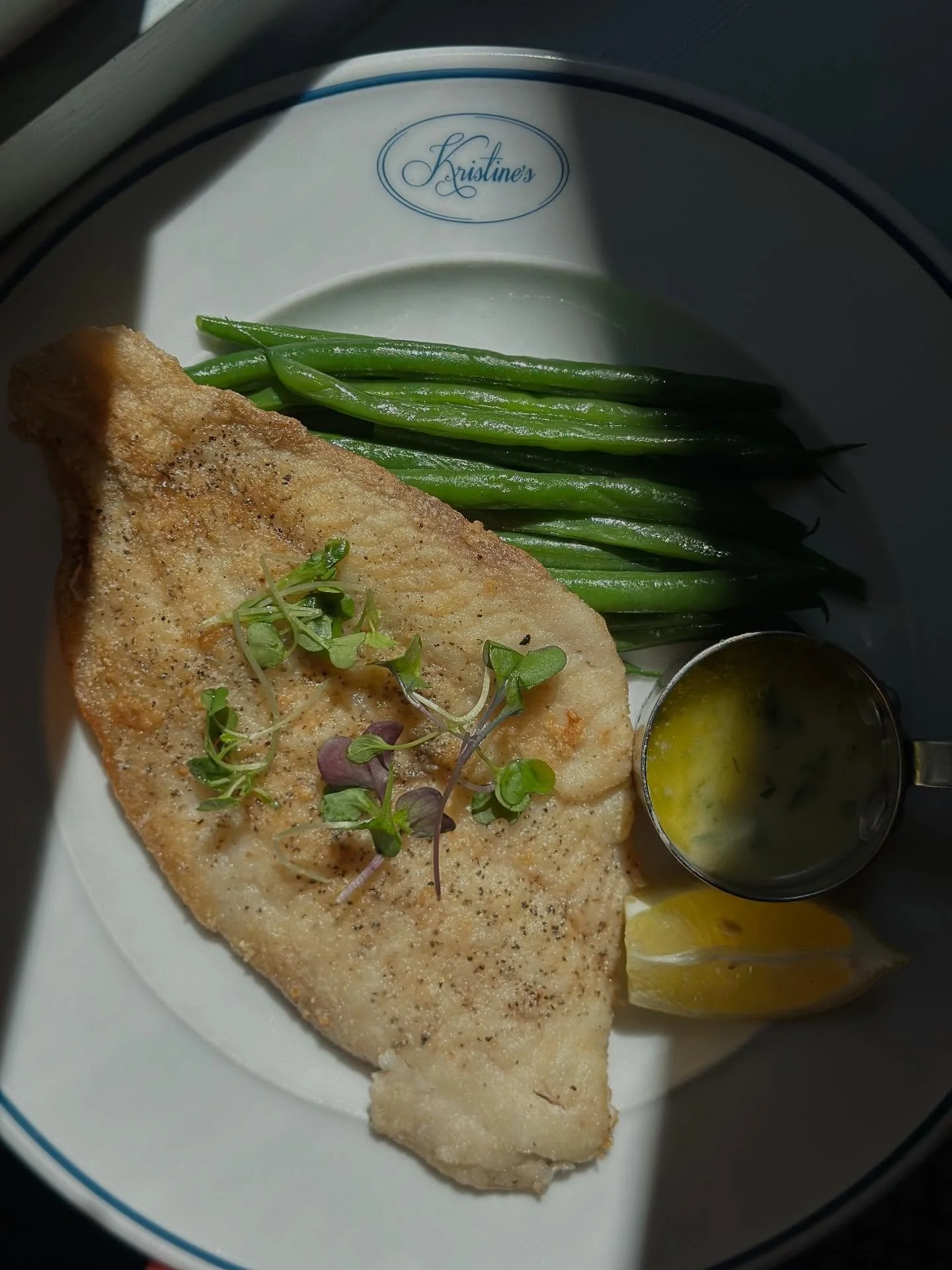 Catch of the Day! 

Fresh from our fish market, @nassaustreetseafood . Today&rsquo;s selection is local flounder, pan-seared and served with tender haricots verts and a lemon caper butter sauce.