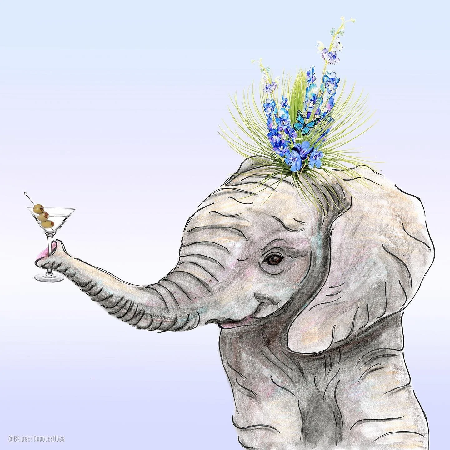 Can I borrow a suitcase, I only have a little trunk! #dadjoke 
----
This silly elephantini doodle is for by my buddy BALOO, the devilishly charming dane @baloo_the_blue_dane 
Join us for a doodle cocktail!!! 
Swipe to see #tbt doodles of Baloo and br