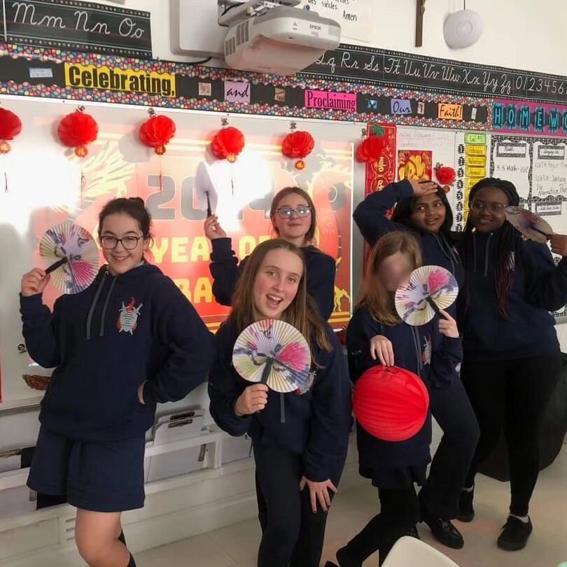 Last week the Grade 7s did a Chinese New Year craft with one of our 1/2 buddy classes. Then this past Friday, we celebrated Lunar New Year with our other 1/2 buddy class. We taught them about the history of the celebration, did some crafts, gave them