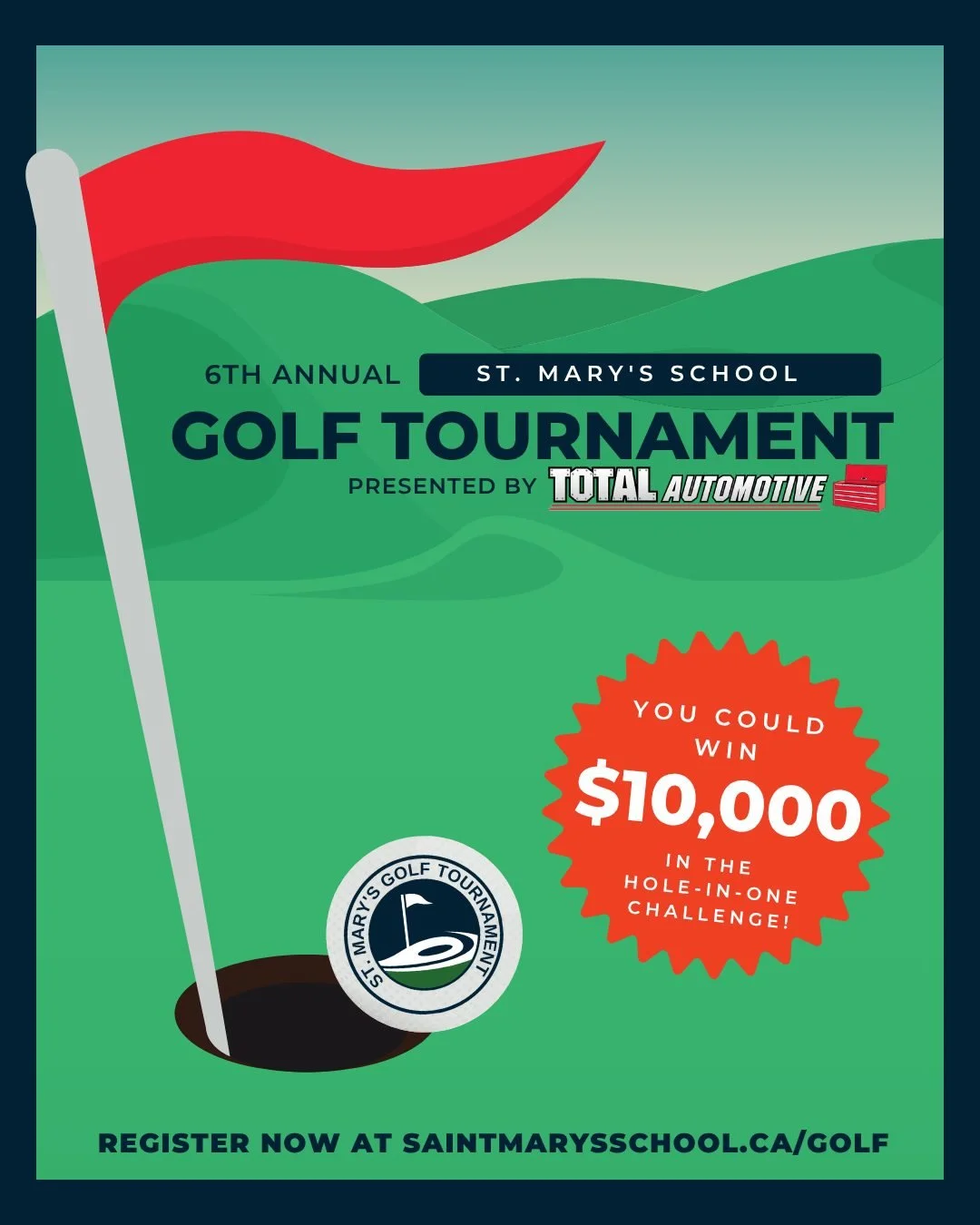 Have you registered your team yet for our 6th Annual St. Mary&rsquo;s Golf Tournament, presented by Total Automotive? Space is starting to run out, so sign up now so you don&rsquo;t miss out!

In addition to supporting our school and raising money fo