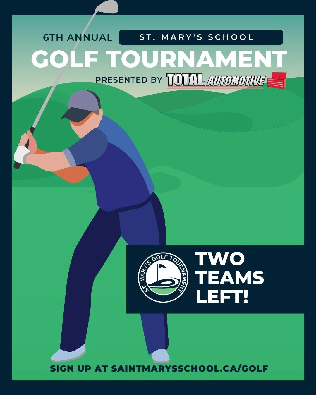 ⛳️There are only two team spots left for our 6th Annual St. Mary&rsquo;s Golf Tournament, presented by Total Automotive Ltd, so if you haven't registered yet, this is your friendly reminder 😉

Not only will you be supporting our school and raising m