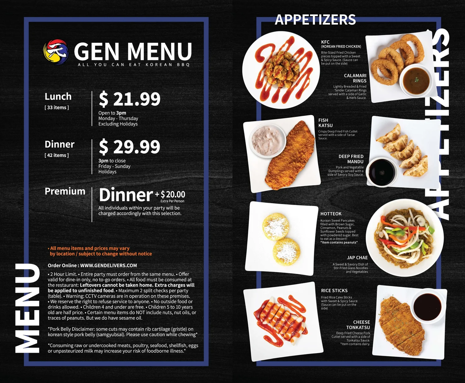 FullertonMenu — Gen Korean BBQ House
