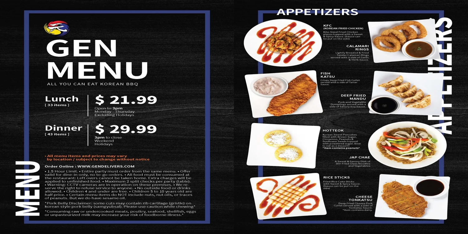 ChandlerMenu — Gen Korean BBQ