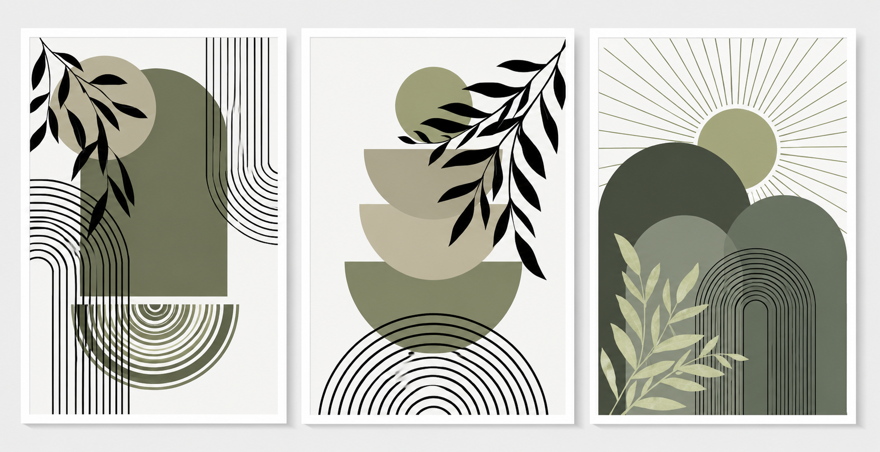 Abstract botanical wall art in a modern London property interior