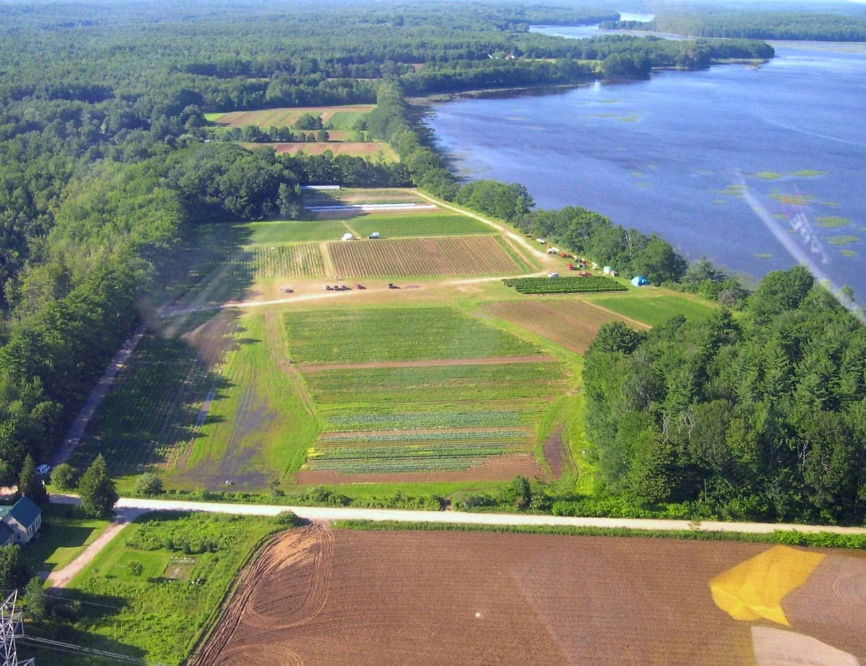 Aerial photo of the farmland on Pork Point. Fairwinds Farm photo.