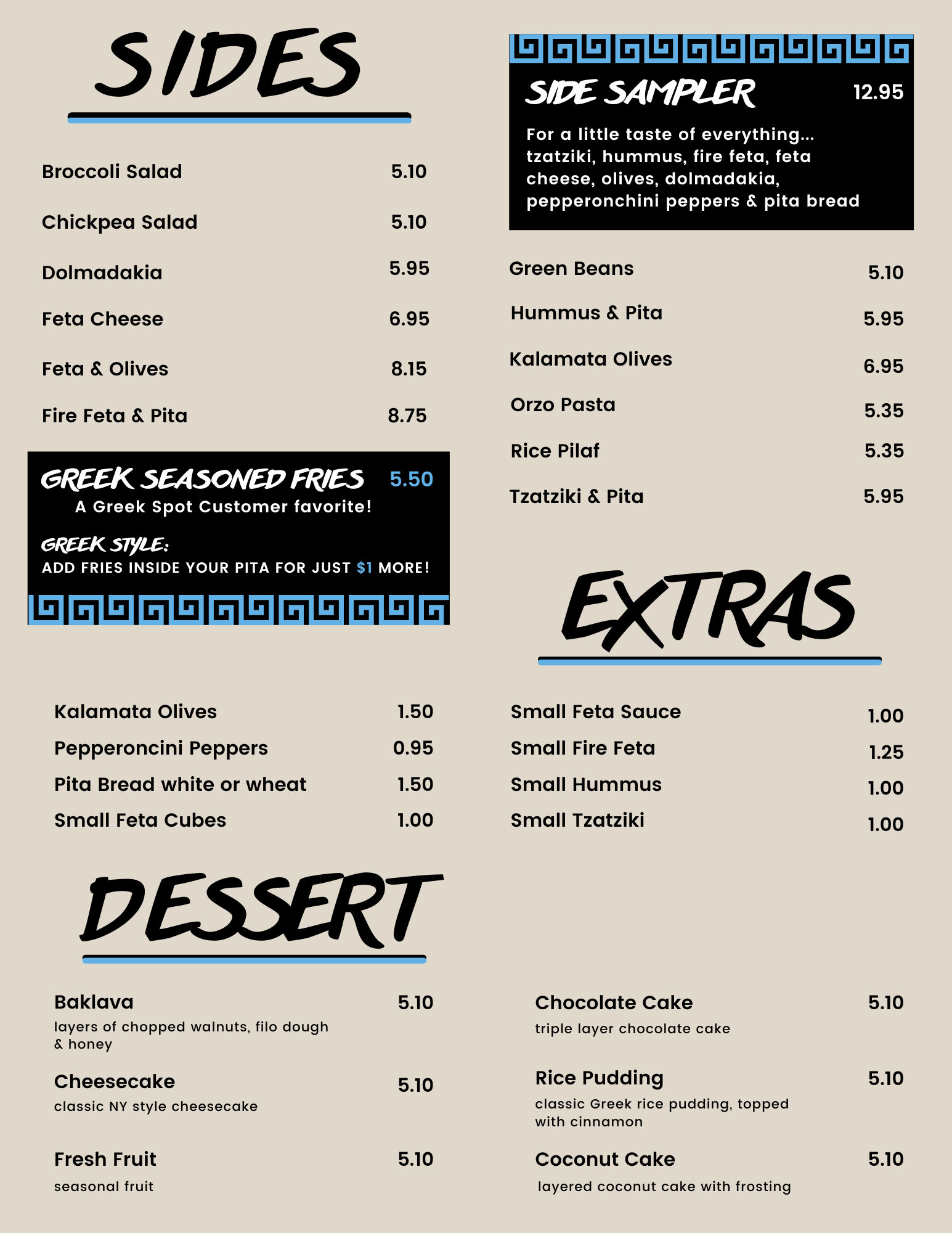The Greek Place Menu