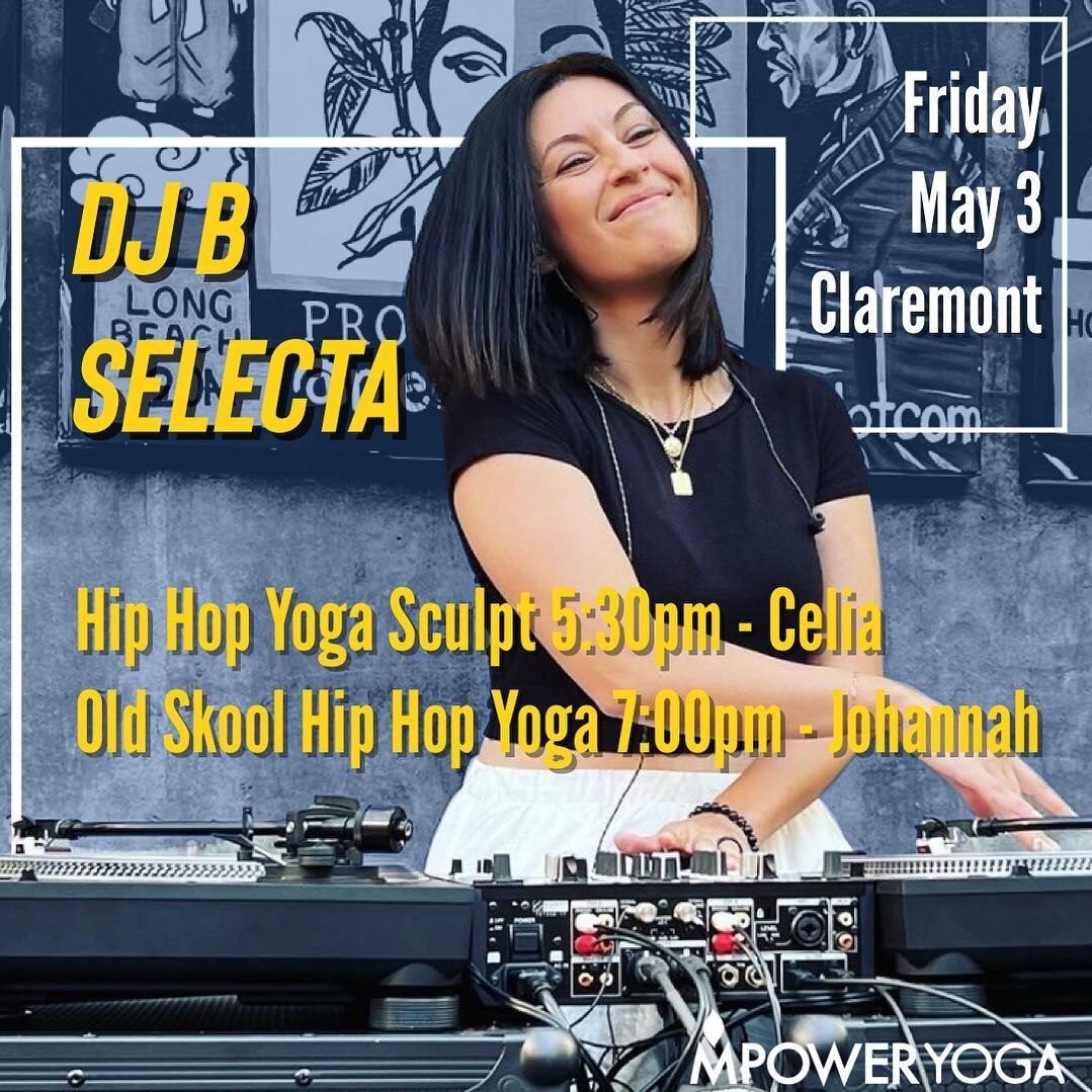 🎶 Get Ready to Groove! 🎶 
Join us at MPower Yoga studio in Claremont for an unforgettable yoga experience infused with the hottest beats by DJ Bselecta! 🧘&zwj;♀️🔥

📆 Save the date: Friday, May 3rd, for a double dose of musical yoga bliss:
1️⃣ 5: