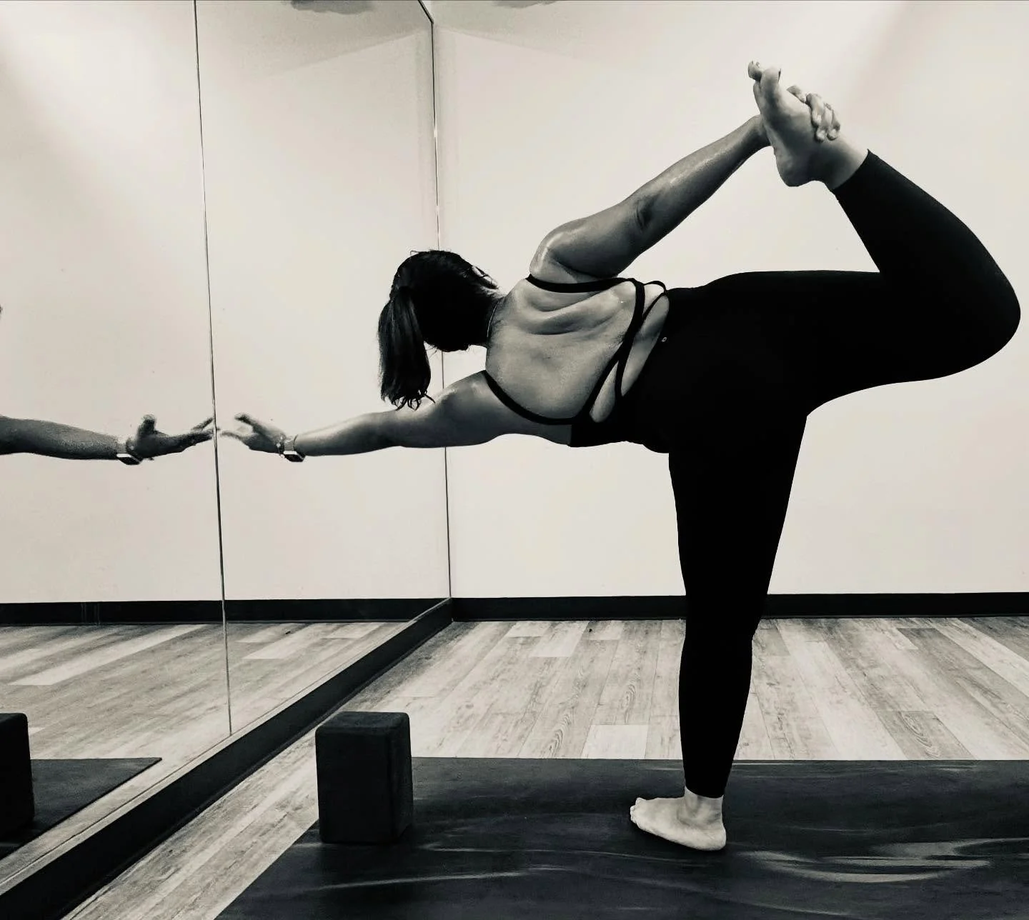 ✨Half Moon Pose &mdash; Ardha Chandrasana &mdash; in its bound variation (Chapasana) beautifully demonstrated by one of our dedicated students at our Rancho Cucamonga studio.

This powerful posture strengthens the legs and core, improves balance and 