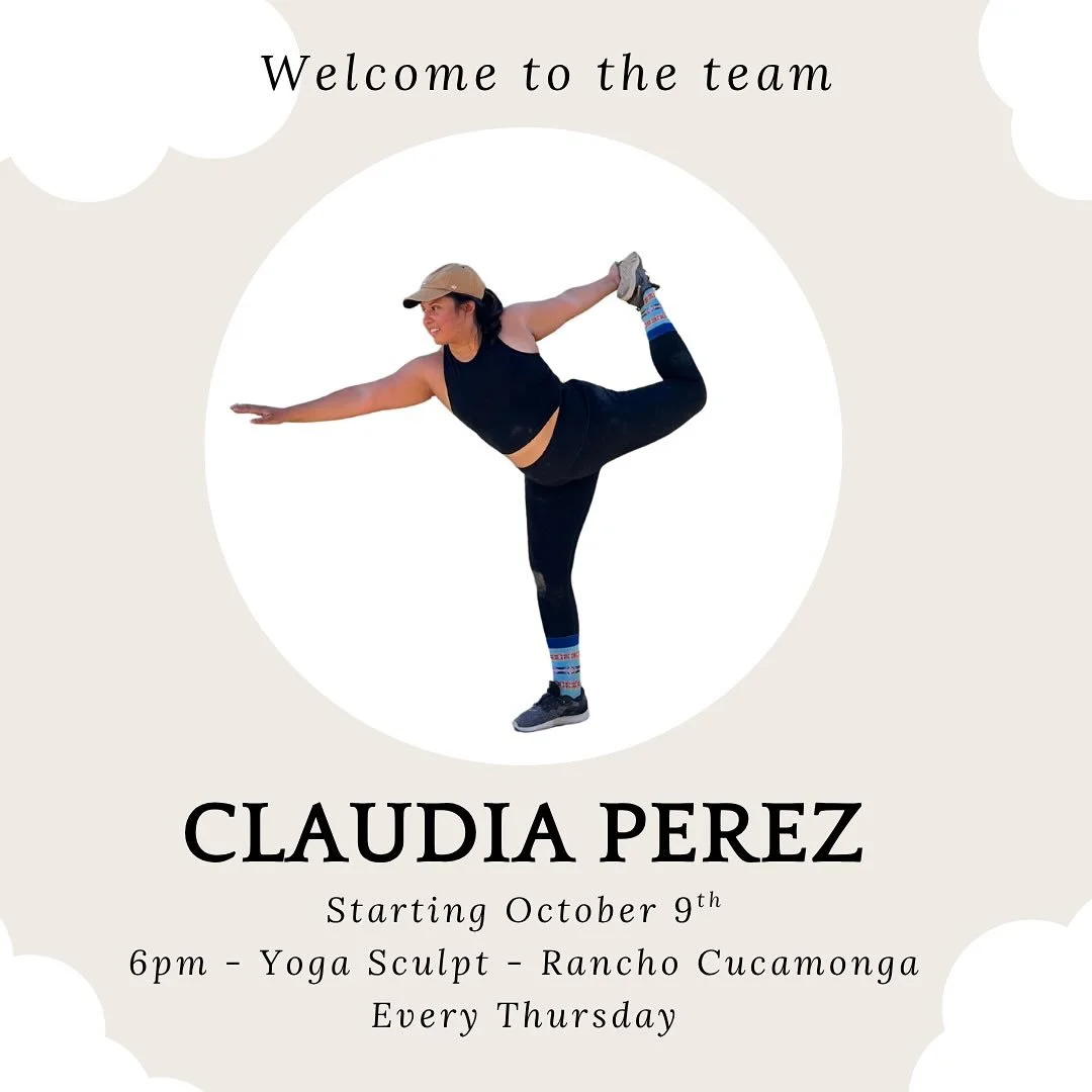 🧘&zwj;♀️ Please join us in giving a warm welcome to Claudia Perez! 🌟 A seasoned 500-YTT instructor, Claudia brings strength, energy, and experience to every class.

Catch her starting October 9th for Yoga Sculpt at 6PM every Thursday in Rancho 🔥 A