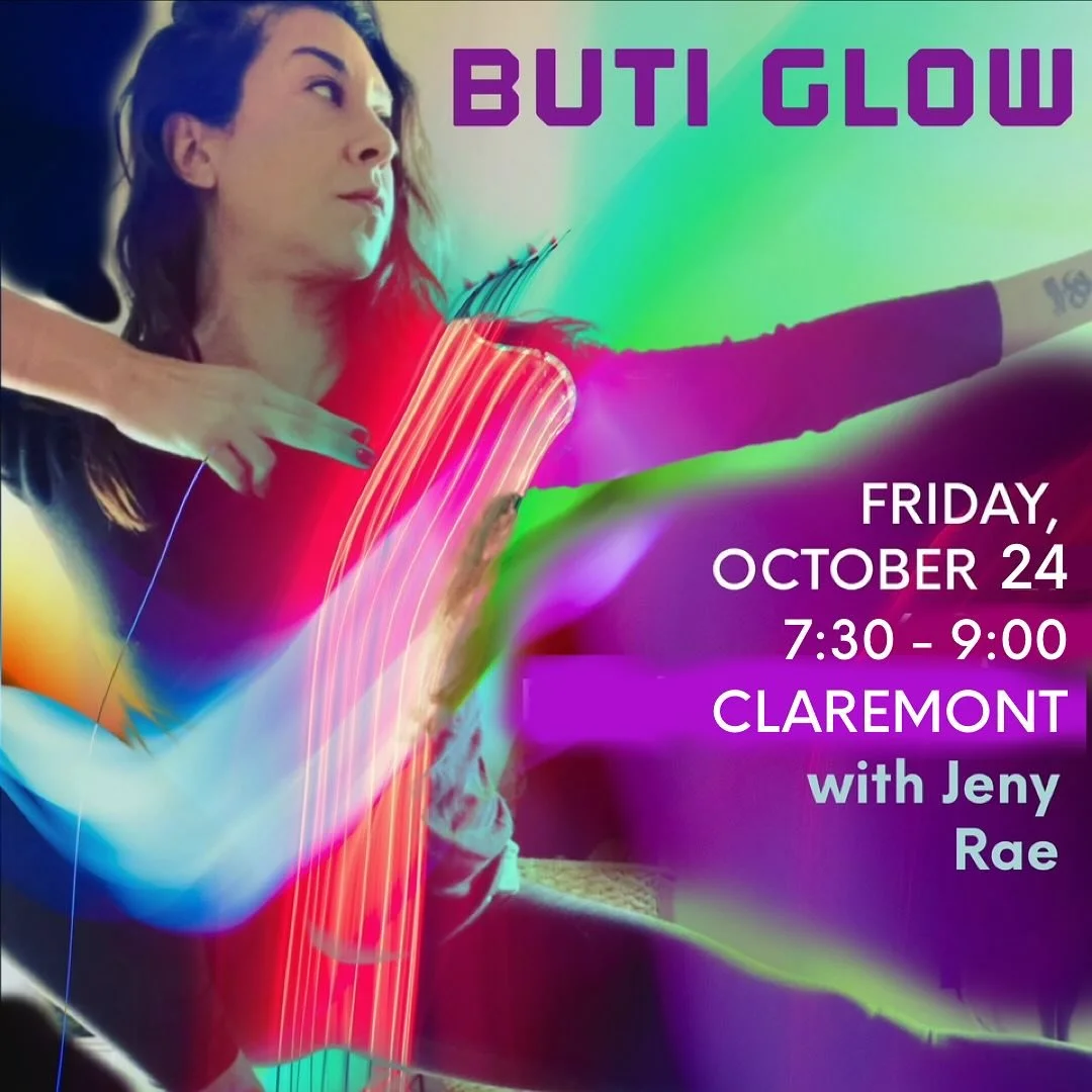 ✨ Get ready to GLOW ✨
Join us this Friday, October 24 from 7:30–9 PM for a special Buti Yoga event with Jeny Rae Vidal at our Claremont studio!
We’ll turn down the lights and turn up the energy with black lights, glowing body paint, and h
