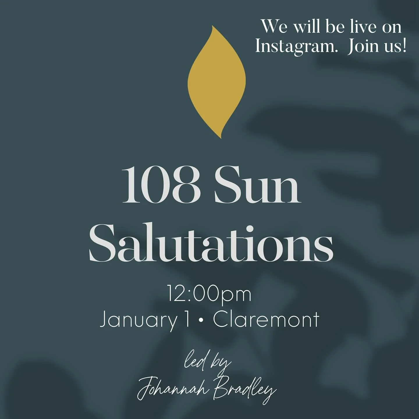 ✨ Welcome the New Year with intention ✨

Join us New Year&rsquo;s Day at noon in our Claremont studio for a powerful and grounding 108 Sun Salutation practice, led by Johannah Bradley. This ritual flow is a meaningful way to honor endings, welcome ne