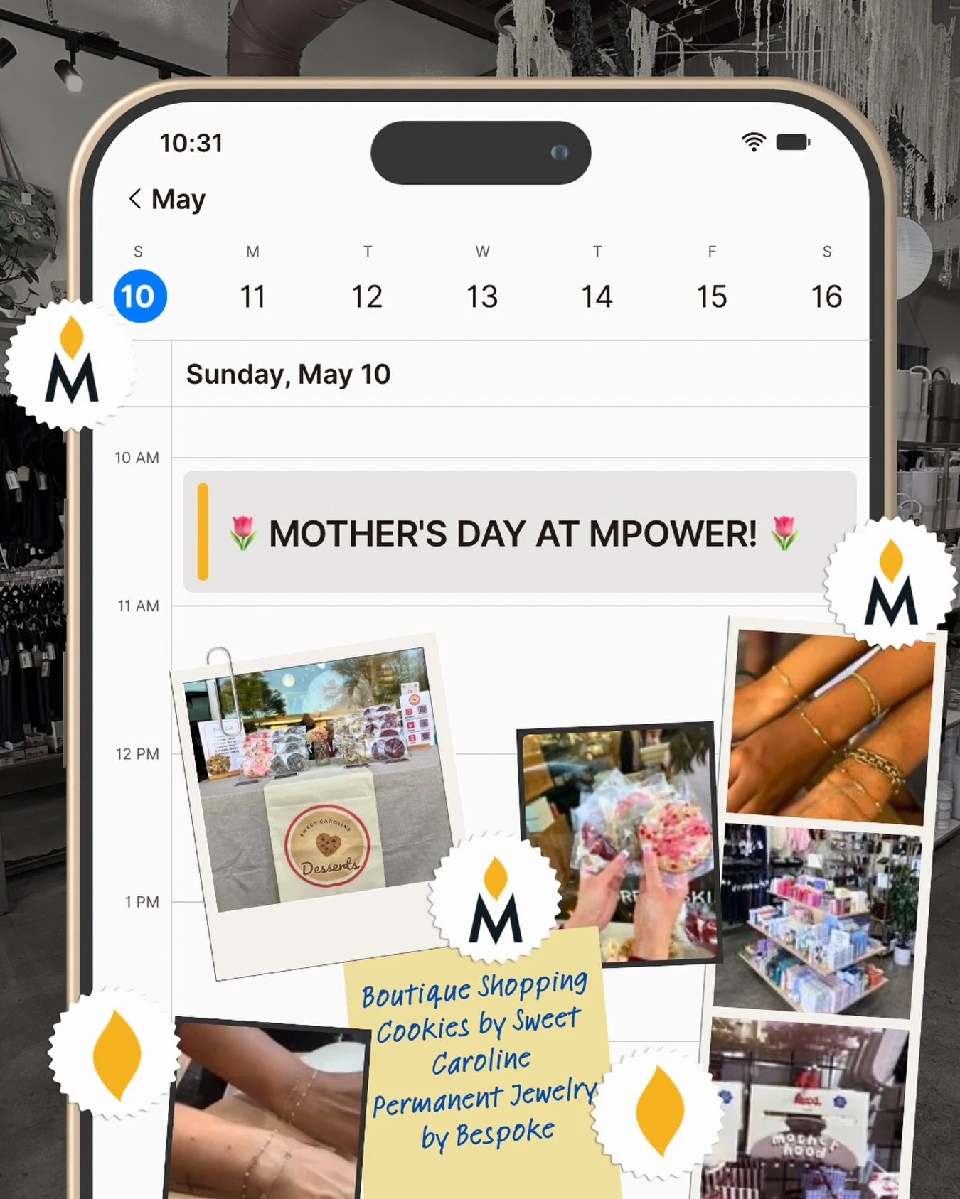 🌷 MOTHER&rsquo;S DAY AT MPOWER! 🌷 Shop &bull; Snack &bull; Sparkle

Get ready for the ultimate Mother&rsquo;s Day experience! This Sunday, MPower Lifestyle is hosting a fun-filled event just for moms and their families. Come hang out, browse our cu