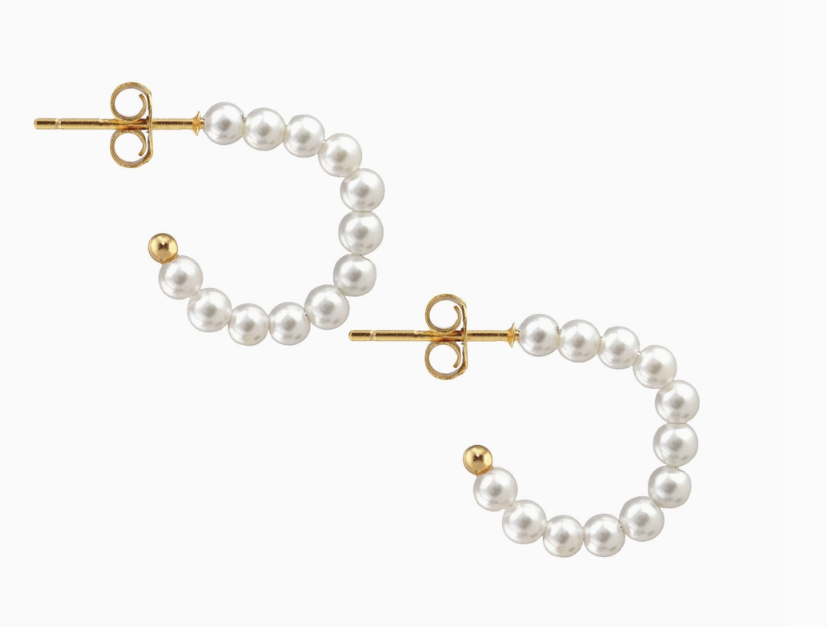 Kris Nations - Freshwater Pearl Huggie Post Hoop Earrings