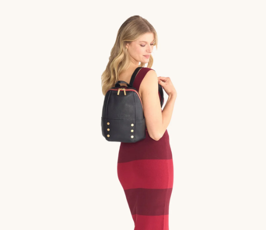 Hammitt Hunter Medium Backpack - Black/Brushed Gold Red Zip  display picture 3