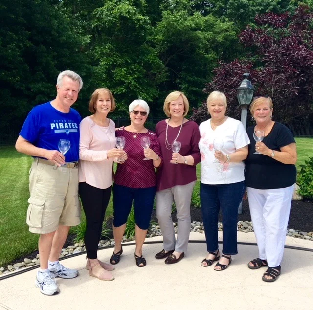 Our last pre-reunion wine tasting gathering. Less than a week to go!