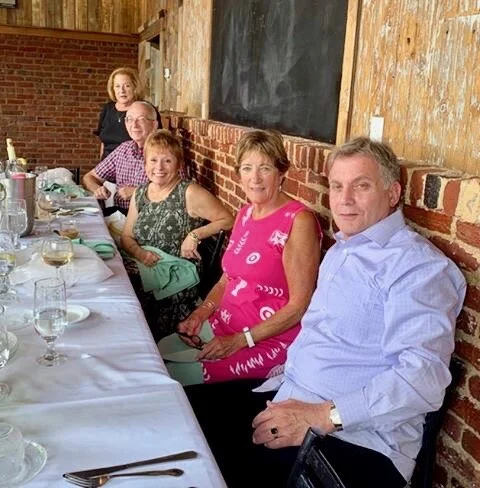 Part of the group at Leonado’s in July!