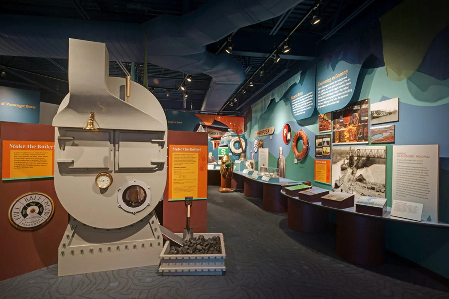 Stoke the Boiler allows young visitors to fire a ship’s boiler with nerf coal.