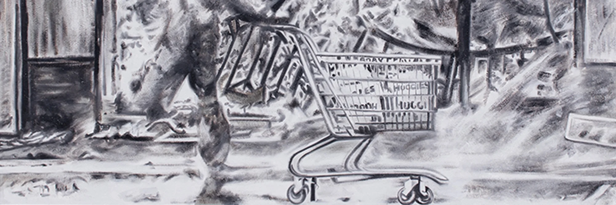 UNTITLED (A LOOTER WHEELS A SHOPPING CART FULL OF DIAPERS) | Kang Seung Lee | Apr 20 - Oct 20, 2017 | press release