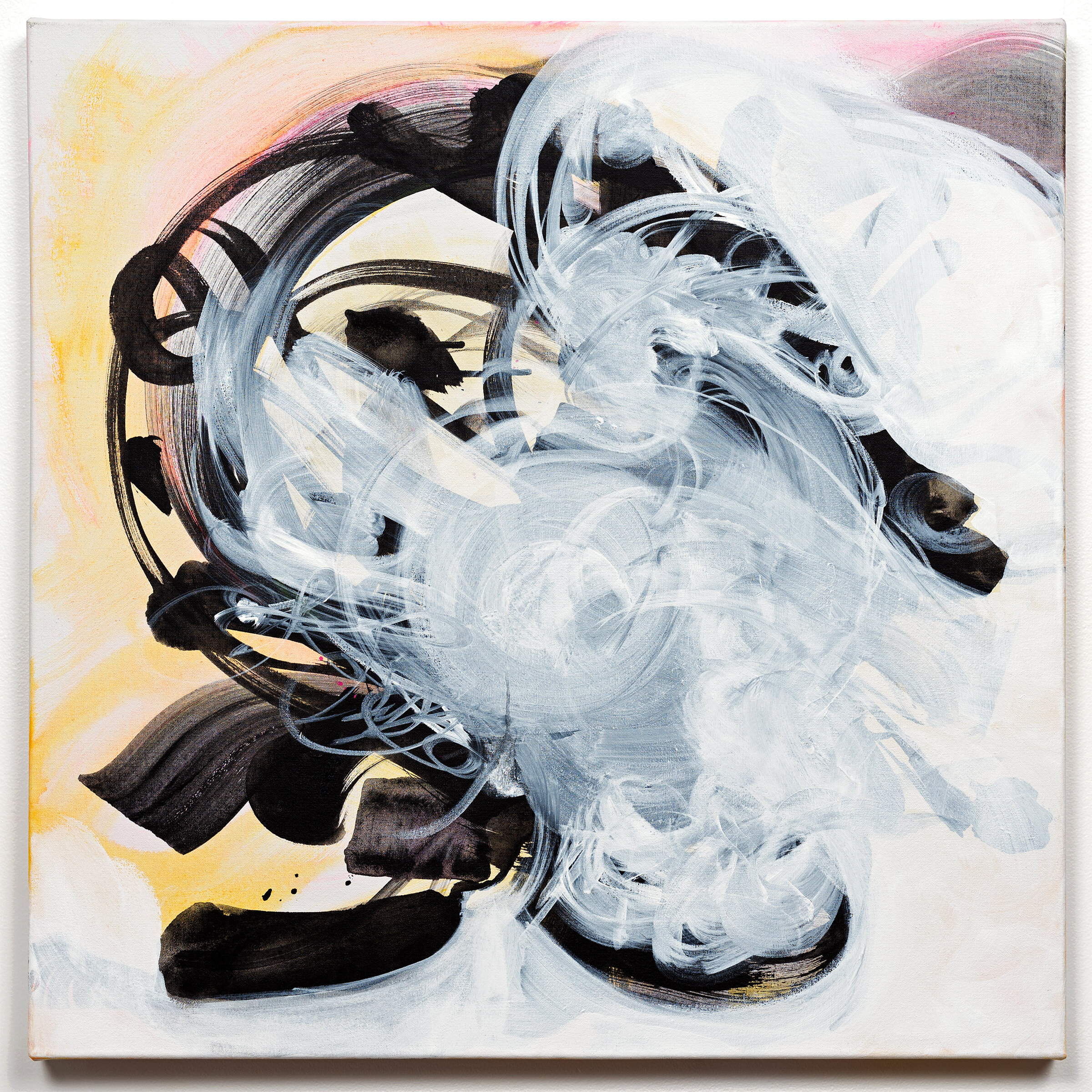 Tilting the Sun, 2020 Ink and acrylic on canvas 30 x 30 x 1.5 in 76 x 76 x 4 cm