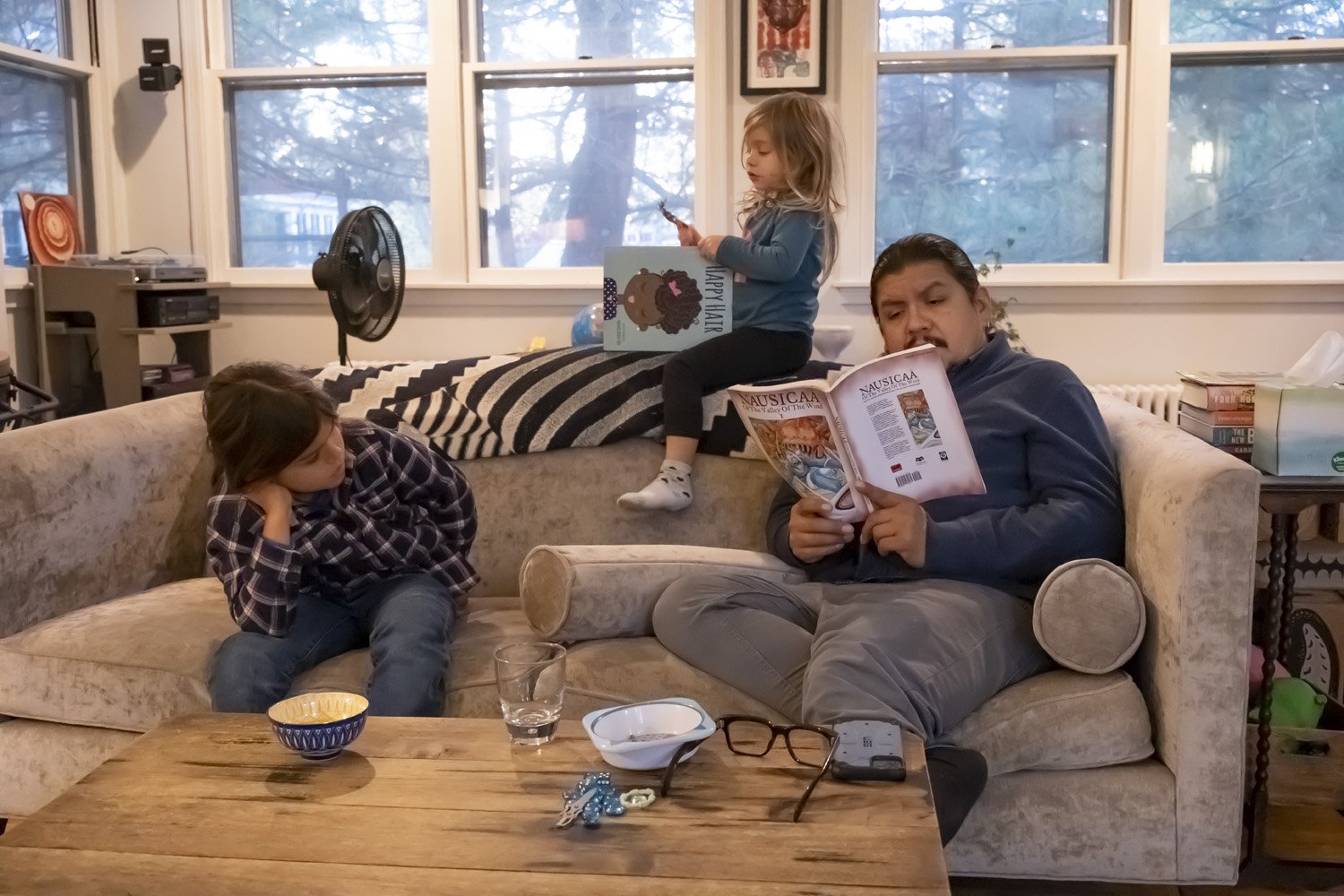 Family life on a sofa, 2021