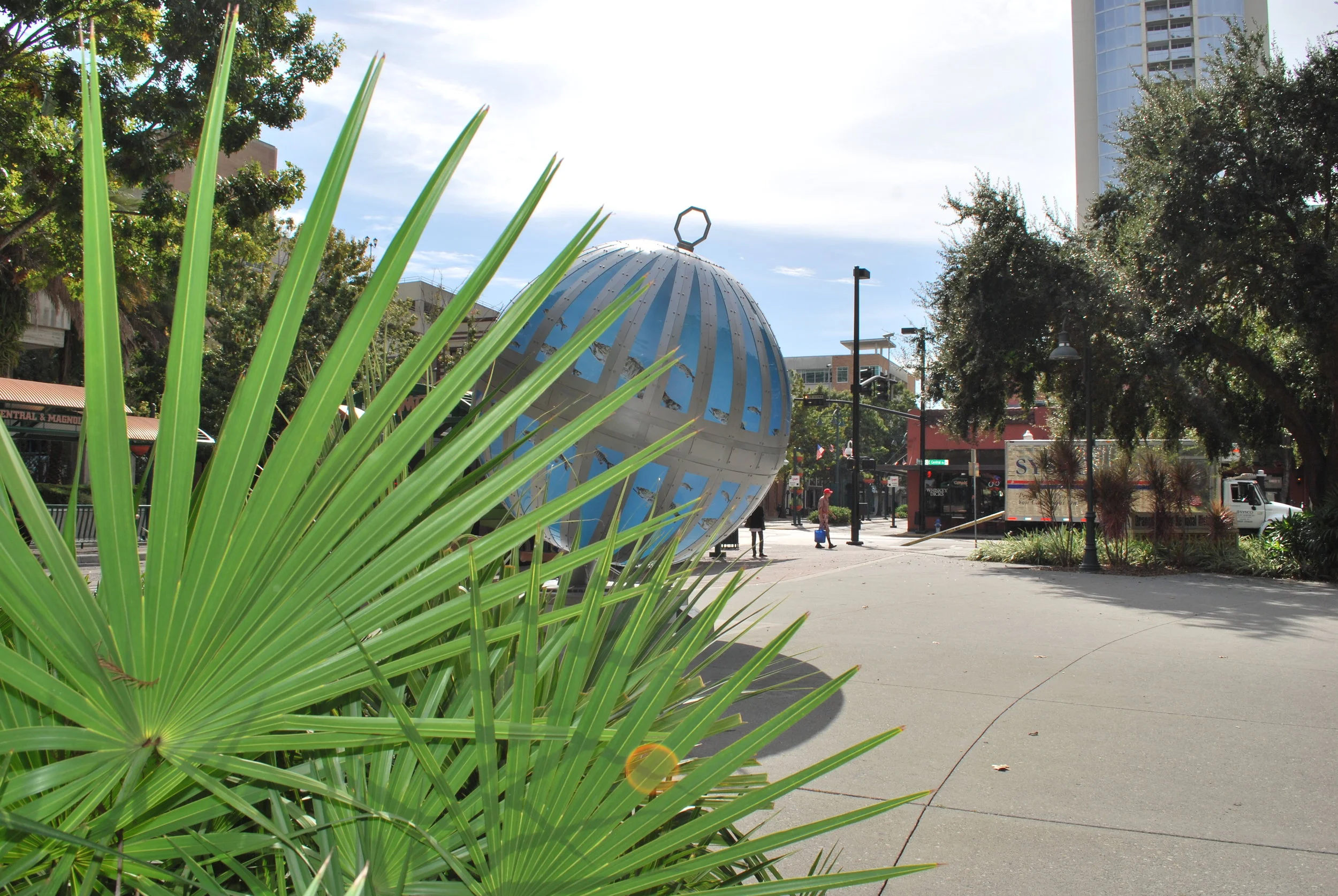 Global Convergence Sculpture with Choreographed LED Lighting 