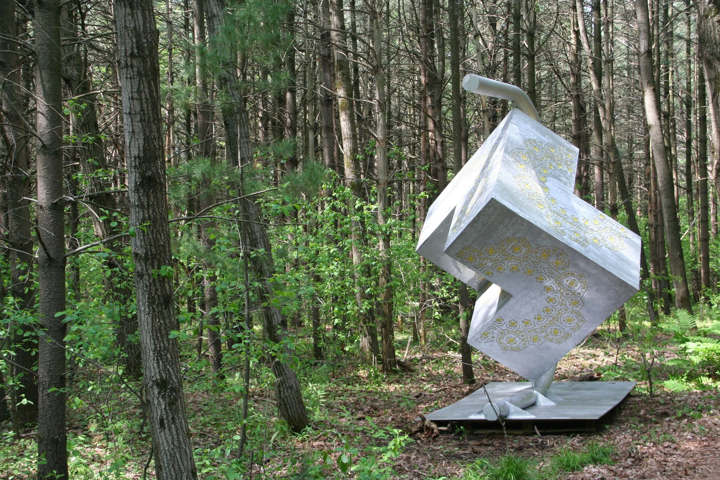 Landscape with Perspective Kinetic Public Art Sculpture - Laser Cut Aluminum - Stephens Point Sculpture Park - Stephens Point, WI