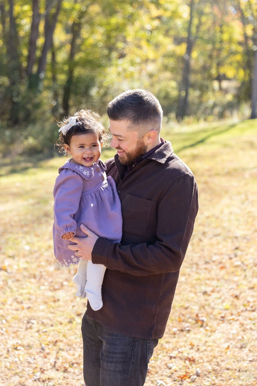 dad and toddler family photo at islip grange park in Sayville, ny