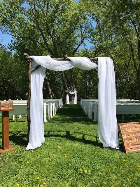 Double ceremony arch draping
