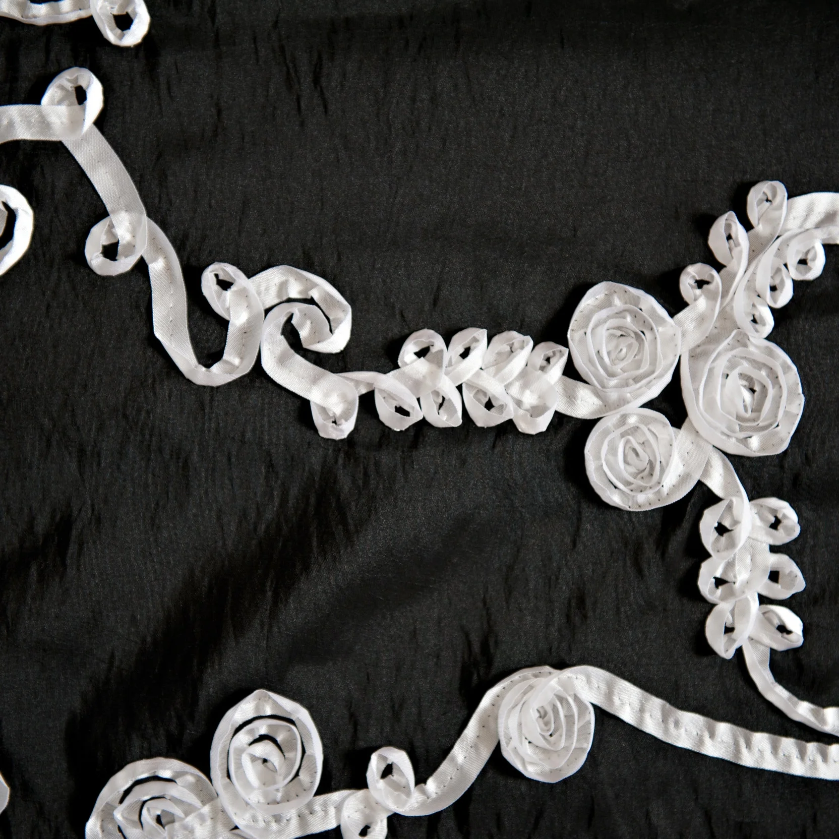 black with white ribbon table runner