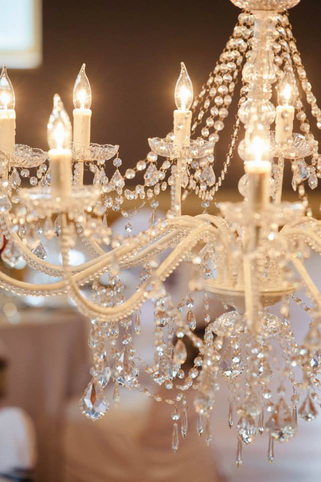 twelve crystal chandelier shown upclose