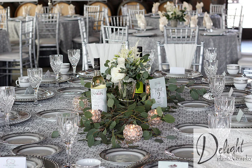 lace decoration with greenery and candles