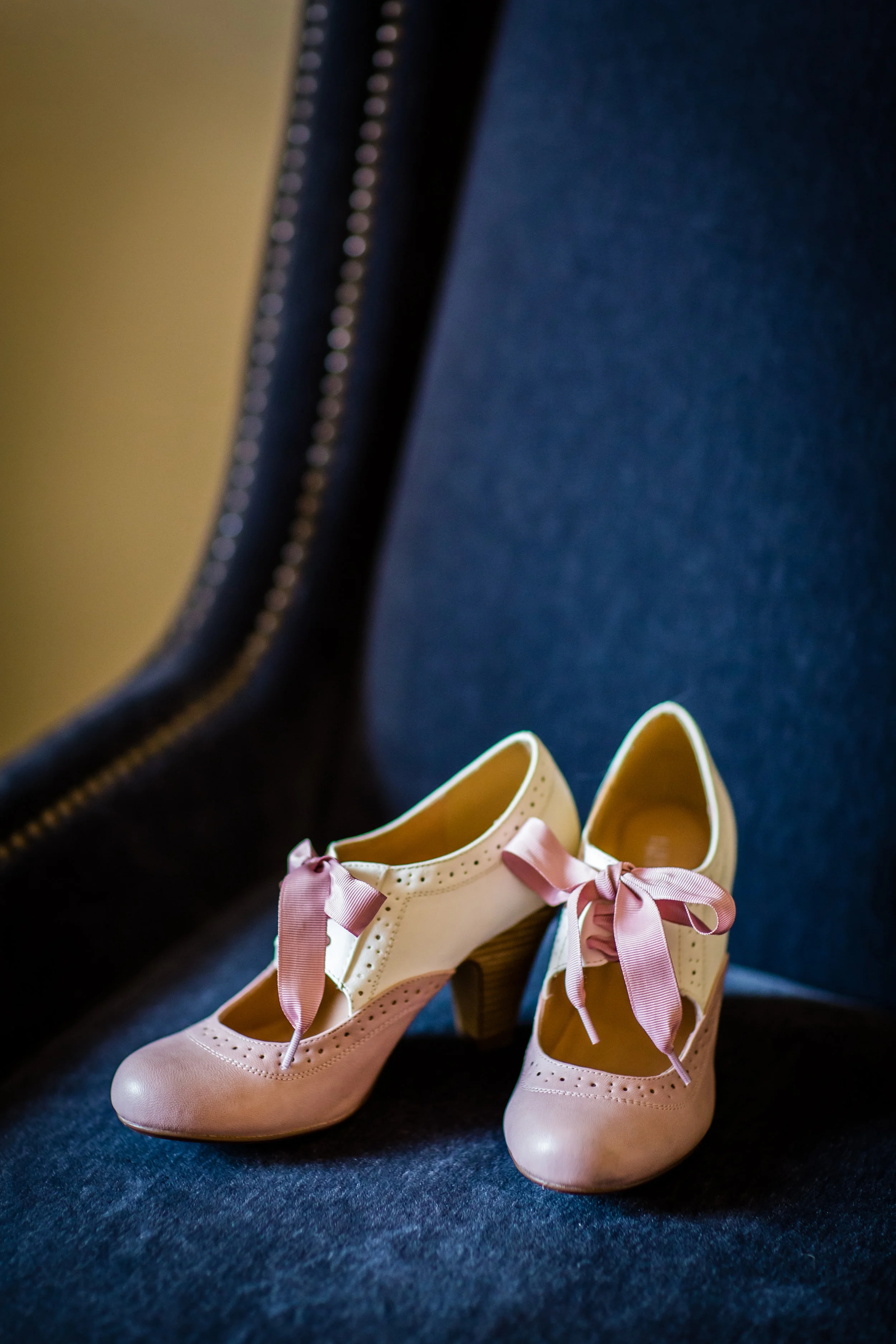 Pink and white wedding shoes