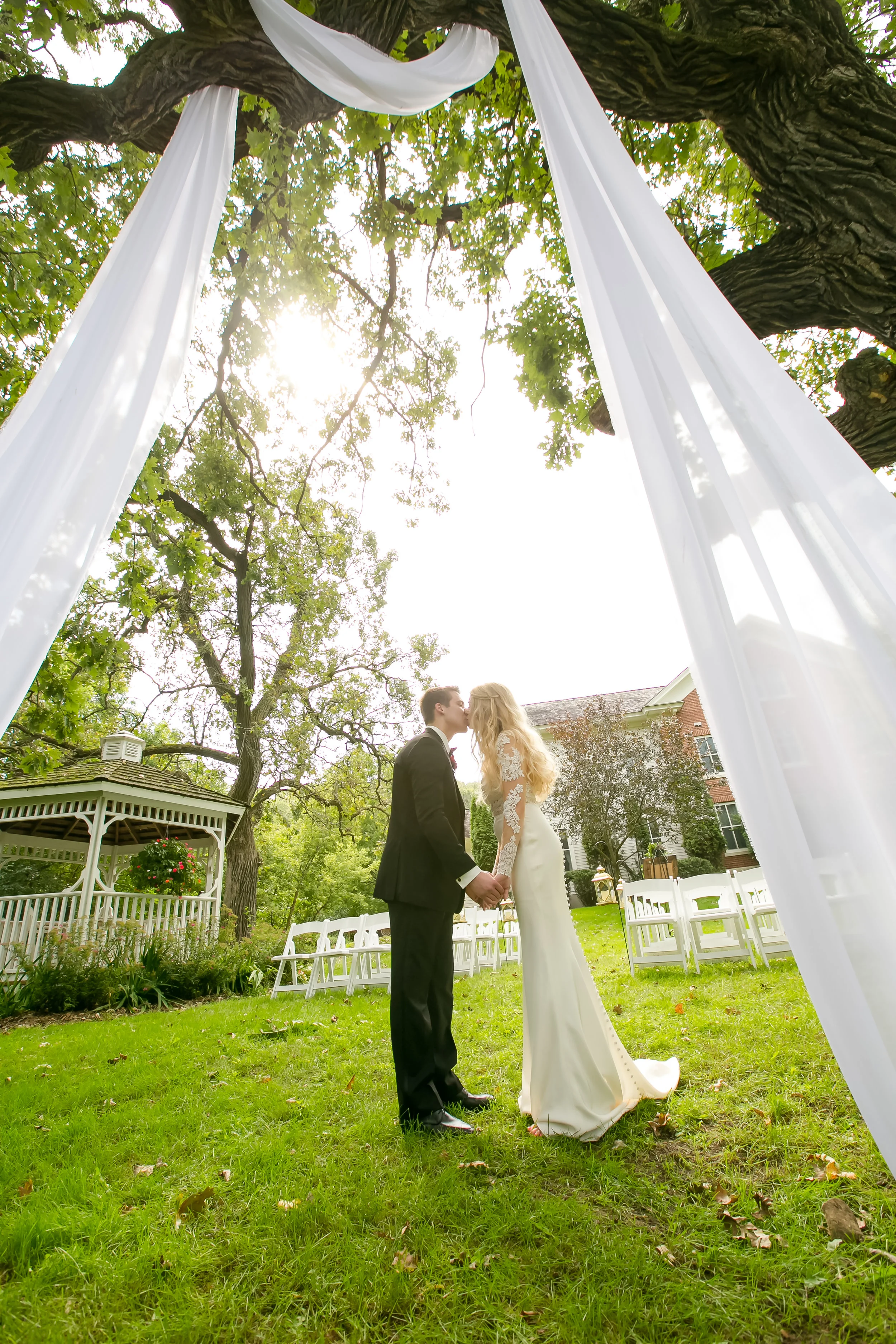 outdoor wedding ceremony draping decor