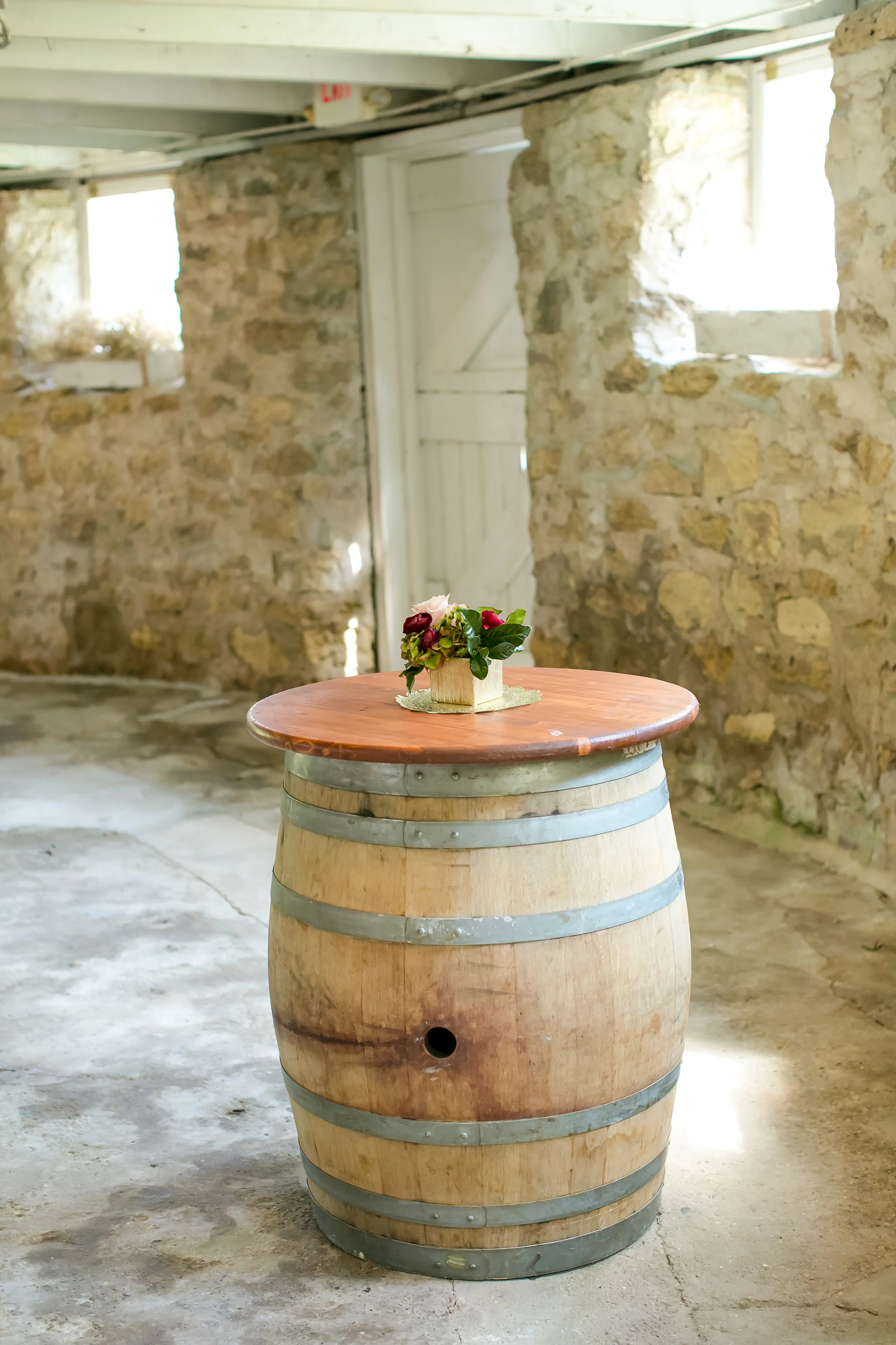 wine barrel cocktail table