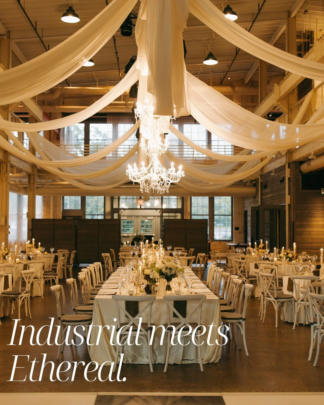 It&rsquo;s all in the flow. Draping isn't just decor; it&rsquo;s about creating a sense of movement and height that makes the whole room breathe.

#weddinglighting #mnwedding #ceilingdraping #fabricinstallation #weddingdraping #mnwedingvenue #machine
