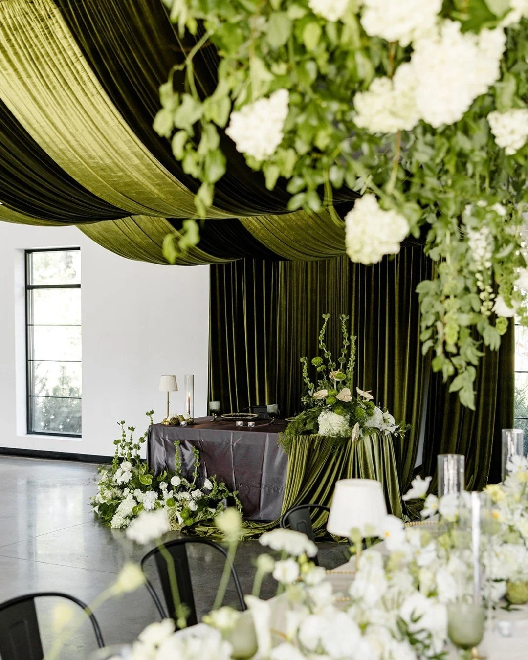 POV: You skipped the basic white draping for green velvet, and now your venue looks like a literal emerald dream. 💚✨

#mnbride #mnweddingvenue #theknot #velvetdraping #ceilngraping #stpaulwedding #wgicmn #pinewoodmn