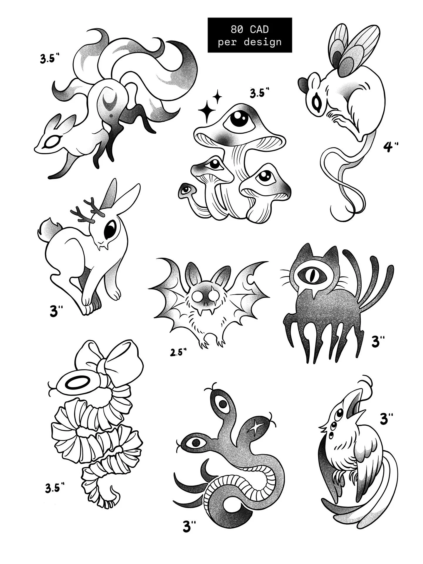 ✨ Flash Sale Time! ✨
All the flash designs you see here are available for just $80 each!
Pick your favorite and let’s make it yours 🖤
Sizes are listed(no custom changes, just solid, spooky-cute vibes😈)
DM to claim your design!
*tattooed by a