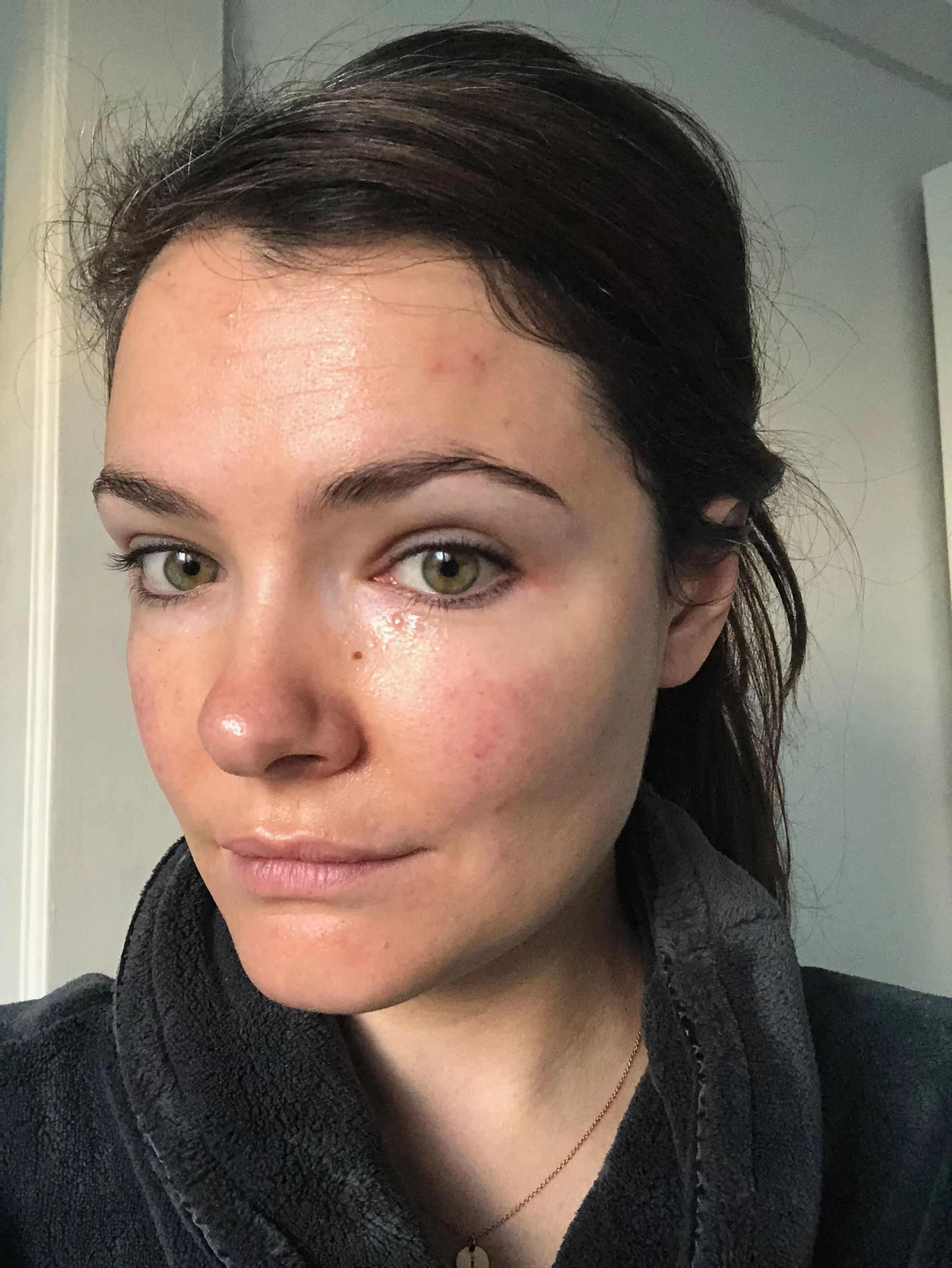 Wearing the Rose Face Mask – you can’t really see it, except that I have a slight shine. I wish this was a scratch and sniff as it would smell heavenly, but you’ll just have to take my word for it.
