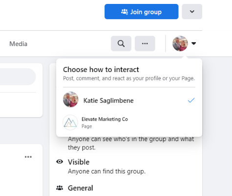 How to join a Facebook group as a page