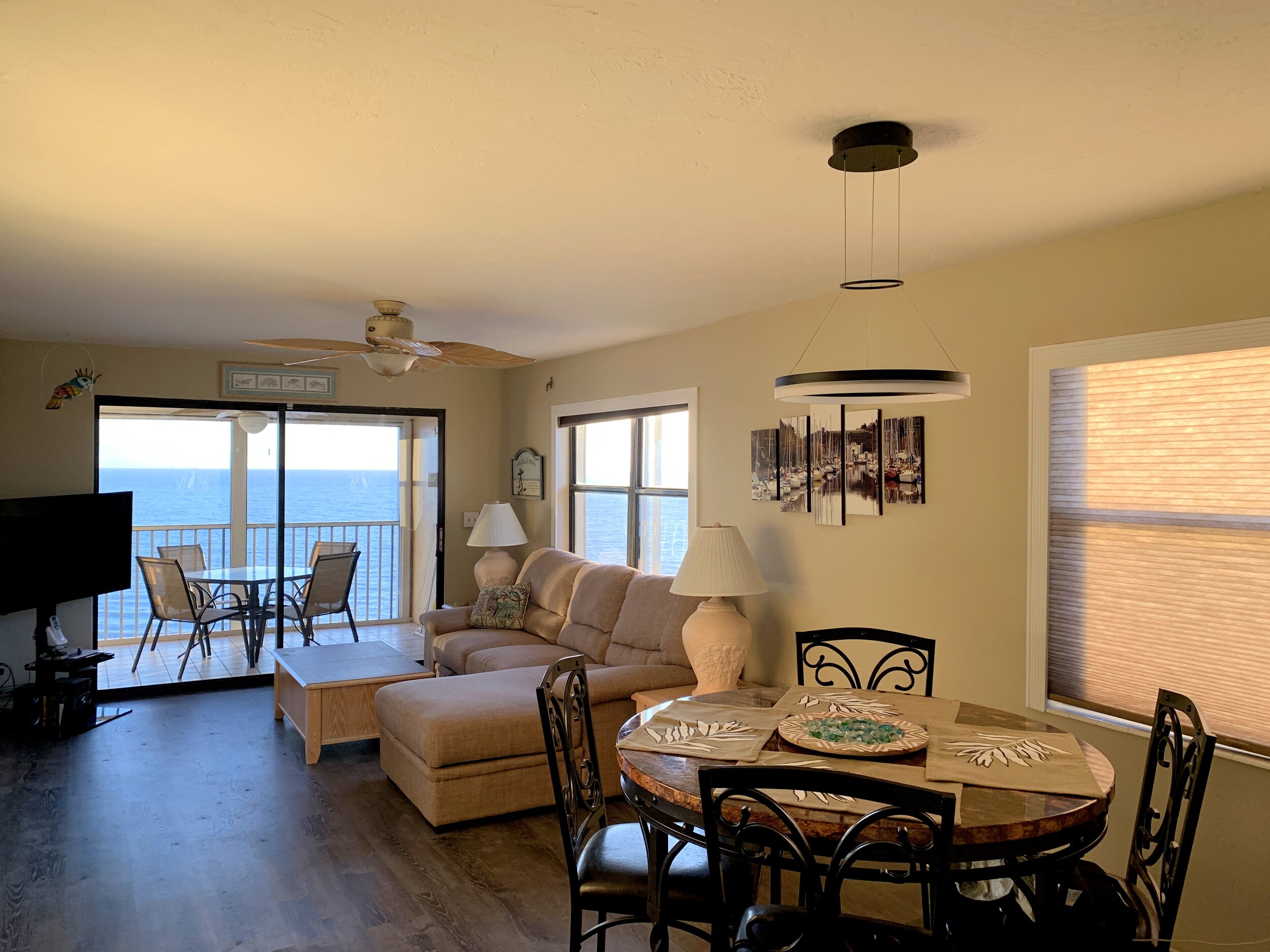 Modern Living / Dining area with panoramic views of the Gulf