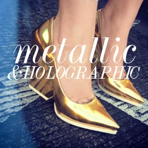 HOLOGRAPHIC! METALLIC CELINE GOLD POINT WEDGE PUMPS