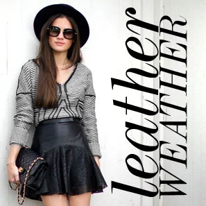 Black Perforated Laser-Cut Leather Skirt