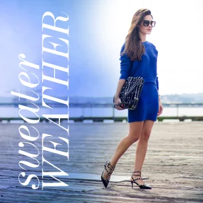 Cobalt Crop Sweater & Sweater Skirt