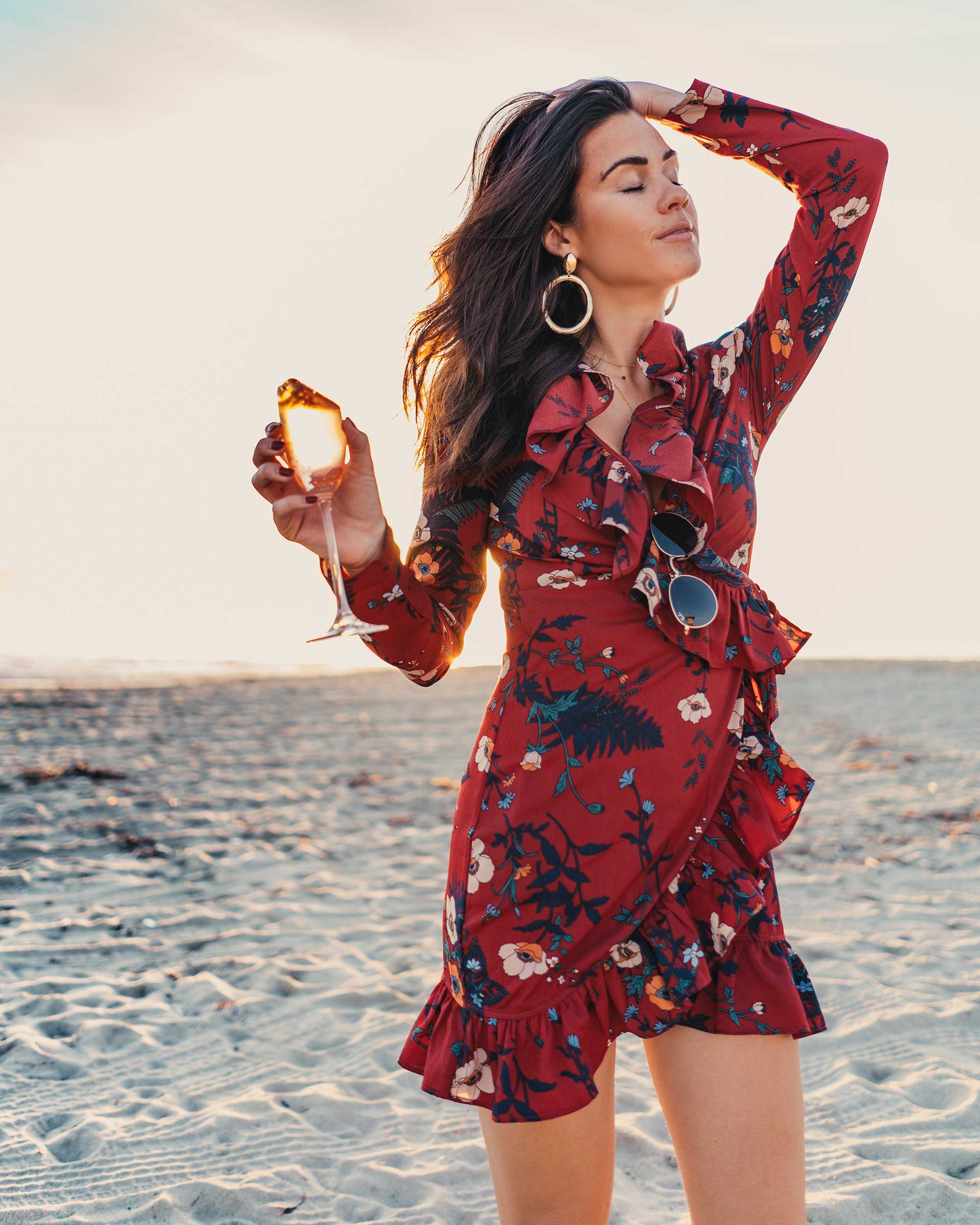 BURGUNDY-FLORAL-FRILL-WRAP-MINI-DRESS-Newport-Beach-California-Summer-Dress-6.jpg