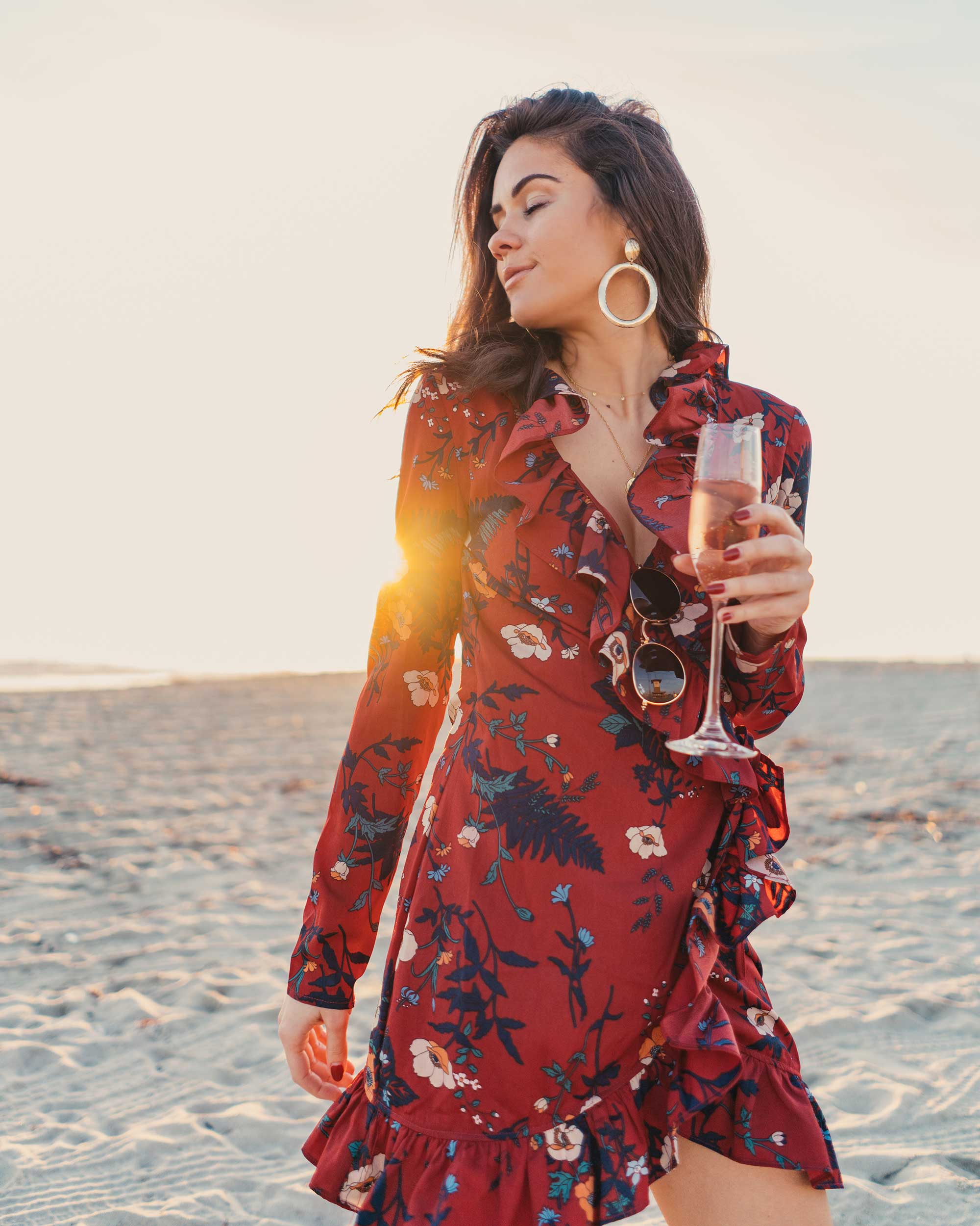 BURGUNDY-FLORAL-FRILL-WRAP-MINI-DRESS-Newport-Beach-California-Summer-Dress-5.jpg