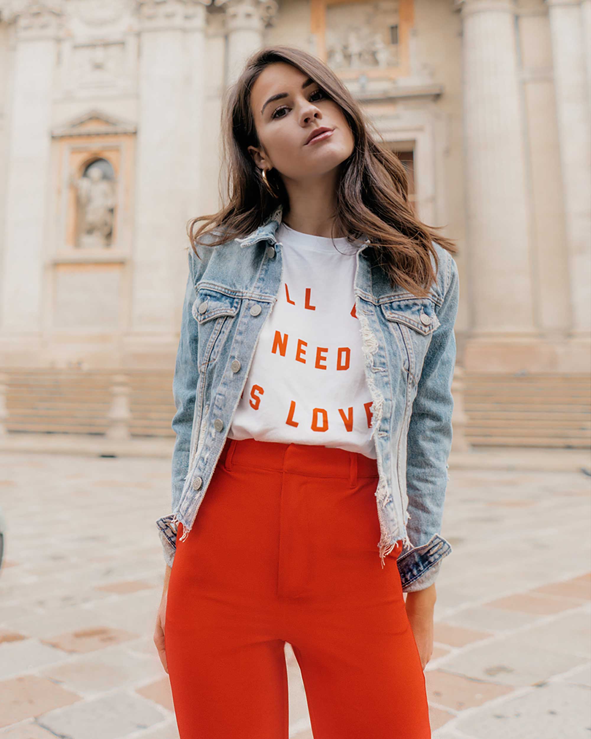 all we need is love denim jacket