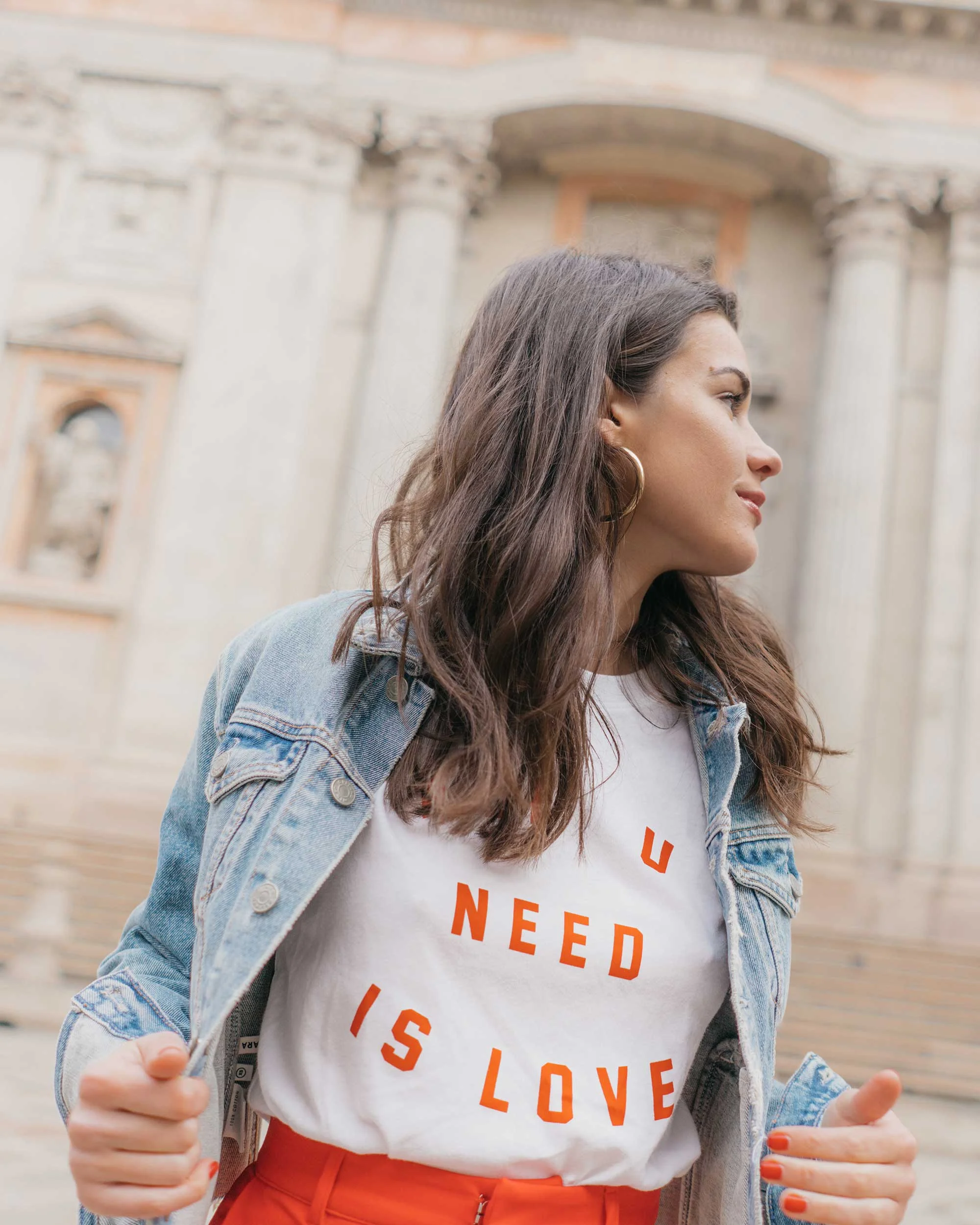 all we need is love denim jacket
