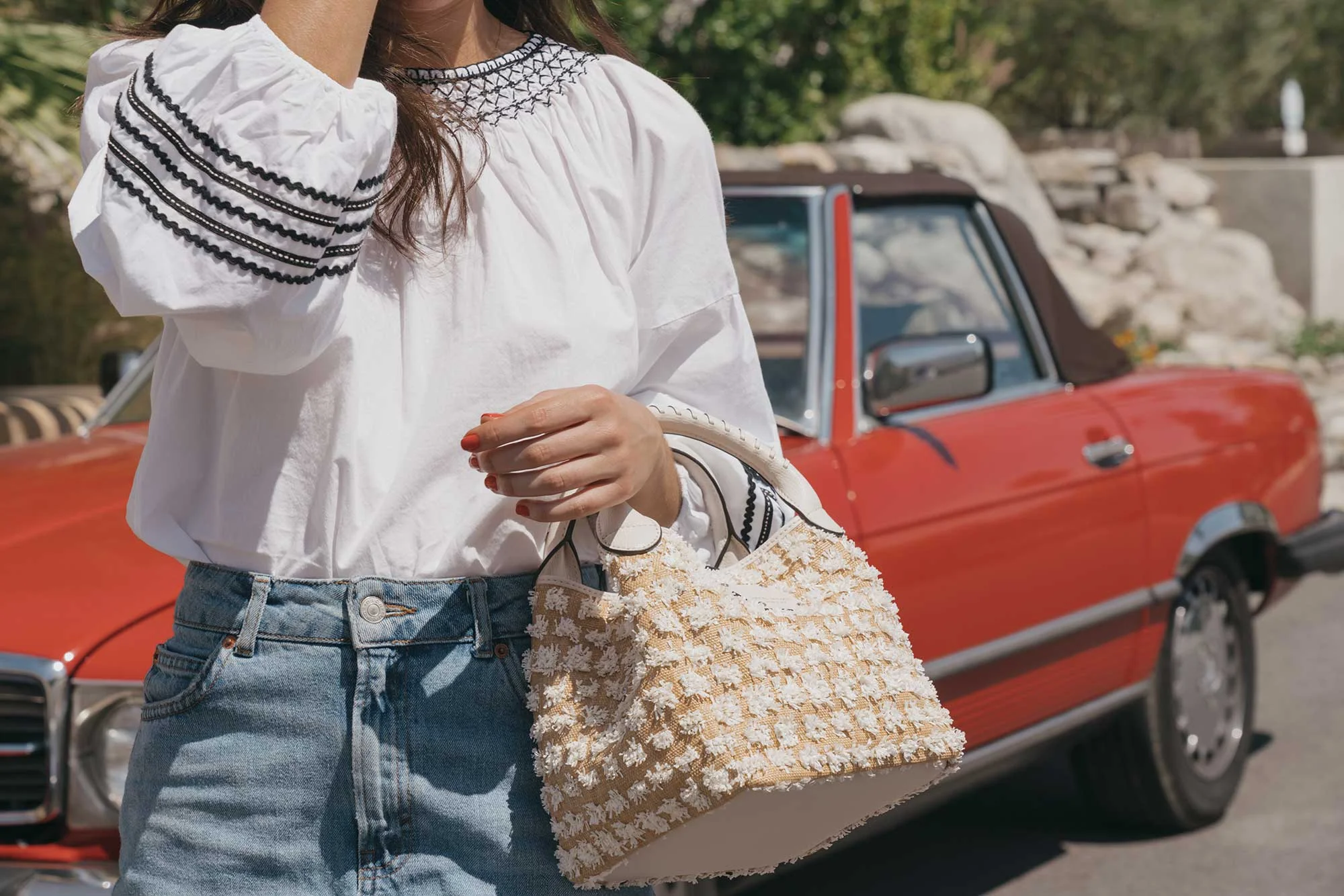 Road Trip Palm Springs Outfit Poplin Top and High Rise Denim Mini Skirt14.jpg